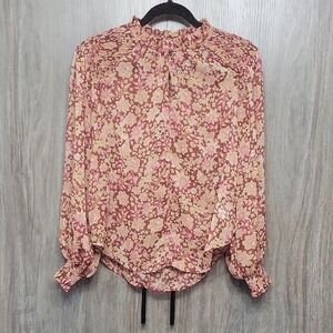 Joie Pink and Brown Floral Blouse